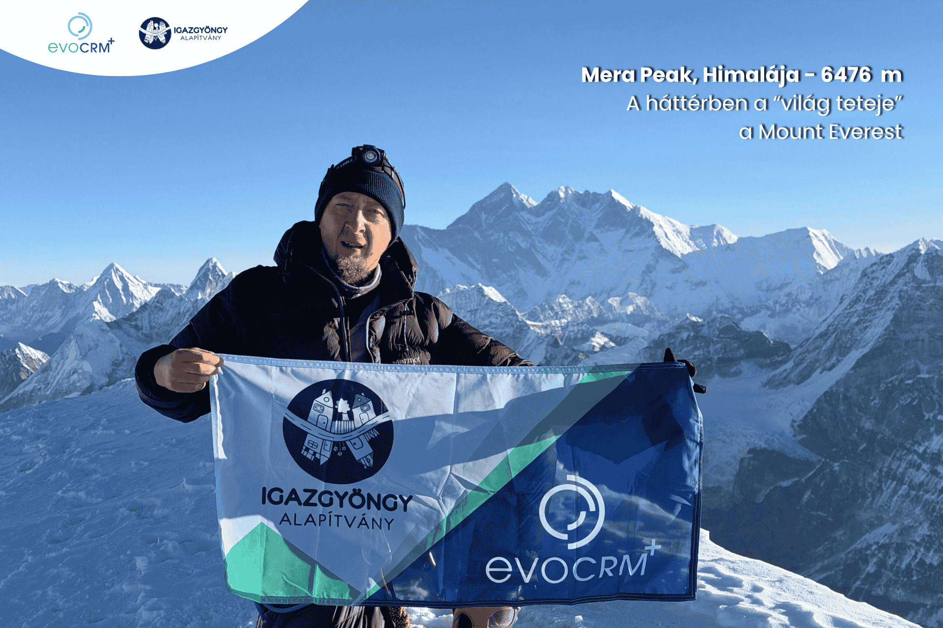 evoCRM + igazgyöngy Alapítvány 6476 m magasan